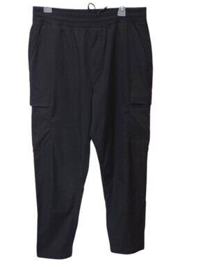 Men's 32 Degrees Heat Black Cargo Jogger Pants with Elastic Waist Snap Pockets